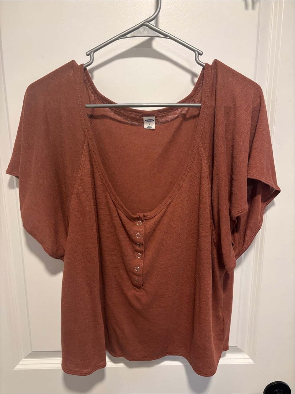 Old Navy Rust Scoop Neck Button-Front Short Sleeve Top